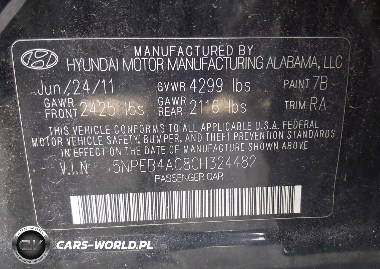 2012 Hyundai Sonata Gls VIN:5NPEB4AC8CH324482 - 9
