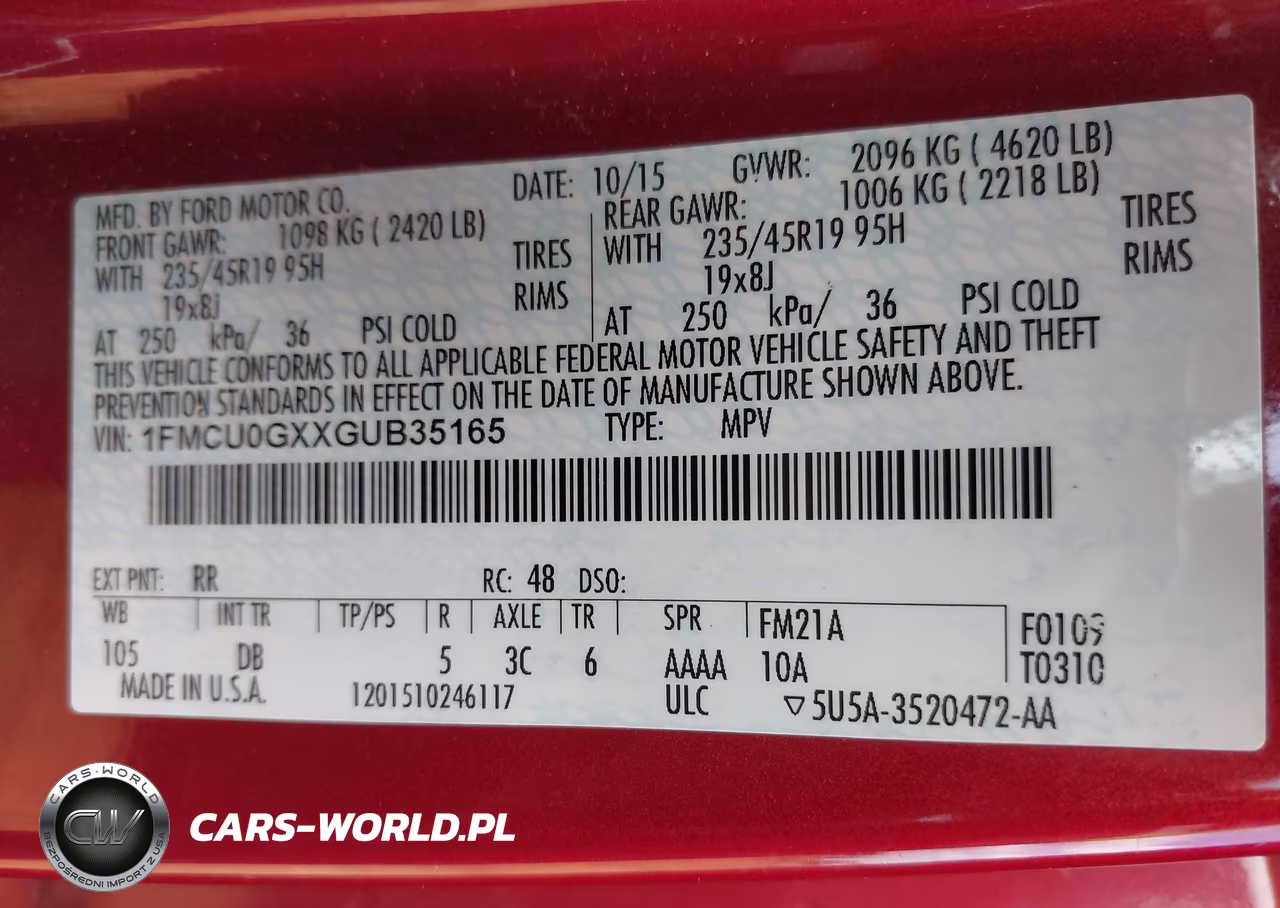 2016 Ford Escape Se VIN:1FMCU0GXXGUB35165 - 9