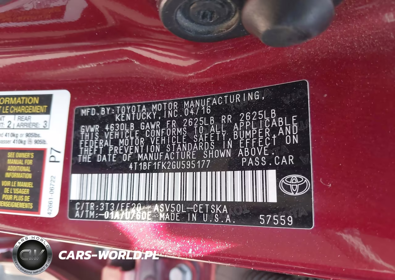 2016 Toyota Camry Se VIN:4T1BF1FK2GU595177 - 9