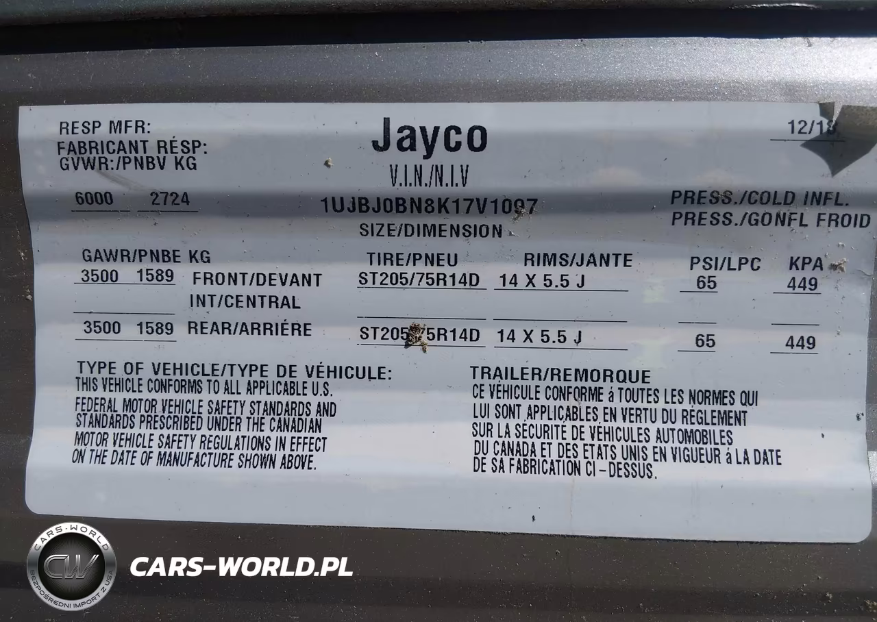 2019 Jayco Other VIN:1UJBJ0BN8K17V1097 - 9