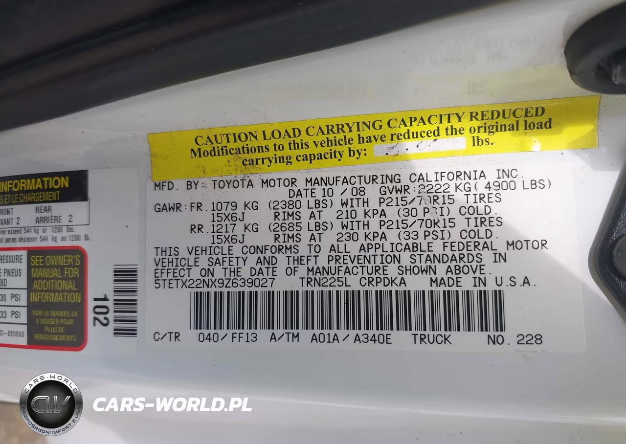 2009 Toyota Tacoma VIN:5TETX22NX9Z639027 - 9
