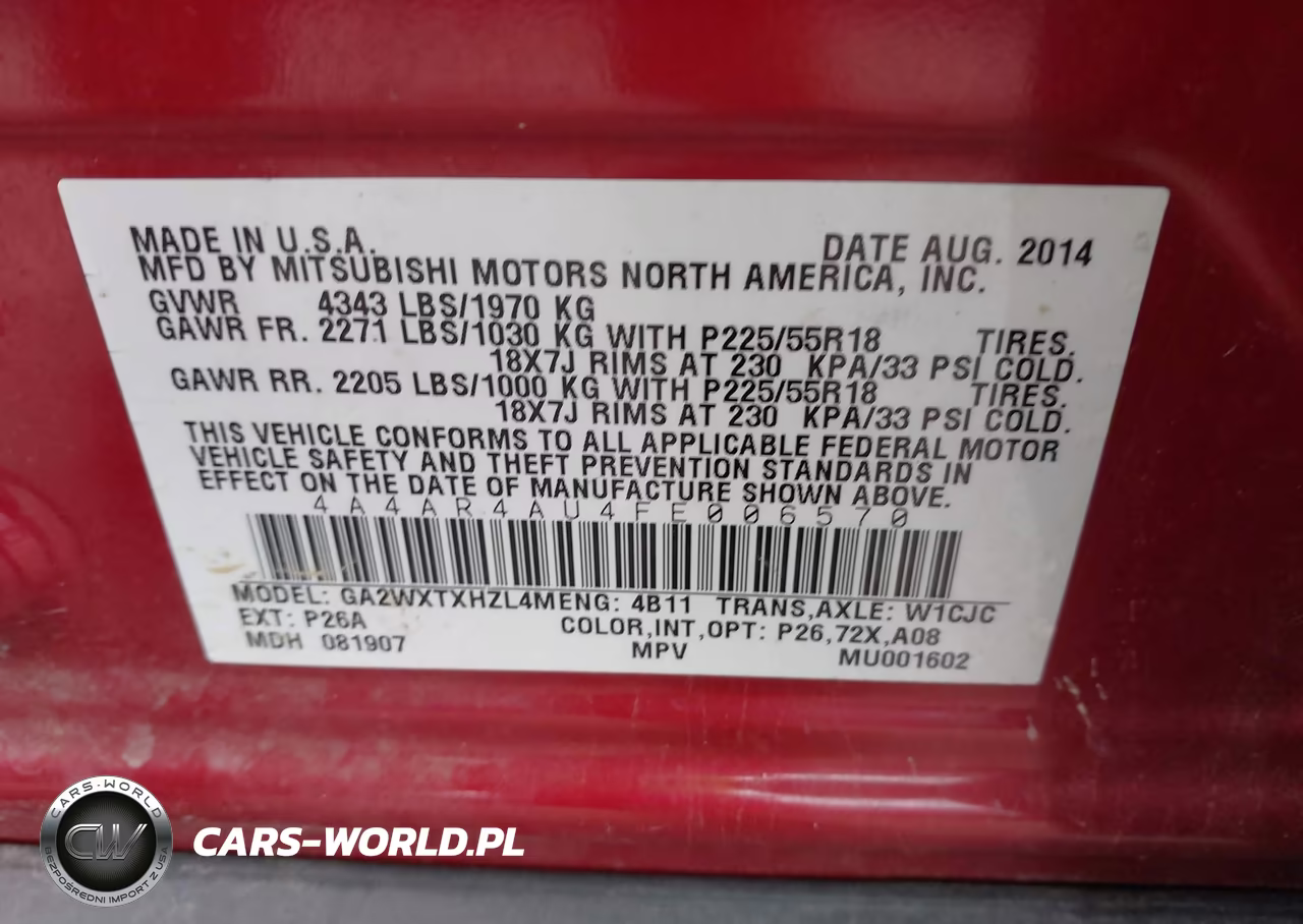 2015 Mitsubishi Outlander Sport Se VIN:4A4AR4AU4FE006570 - 9