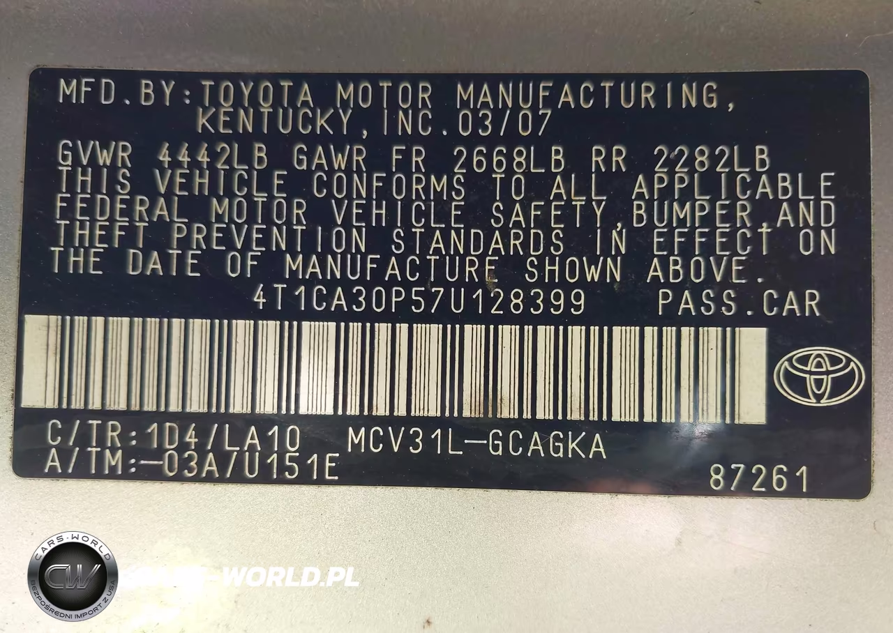 2007 Toyota Camry Solara Sle V6 VIN:4T1CA30P57U128399 - 9