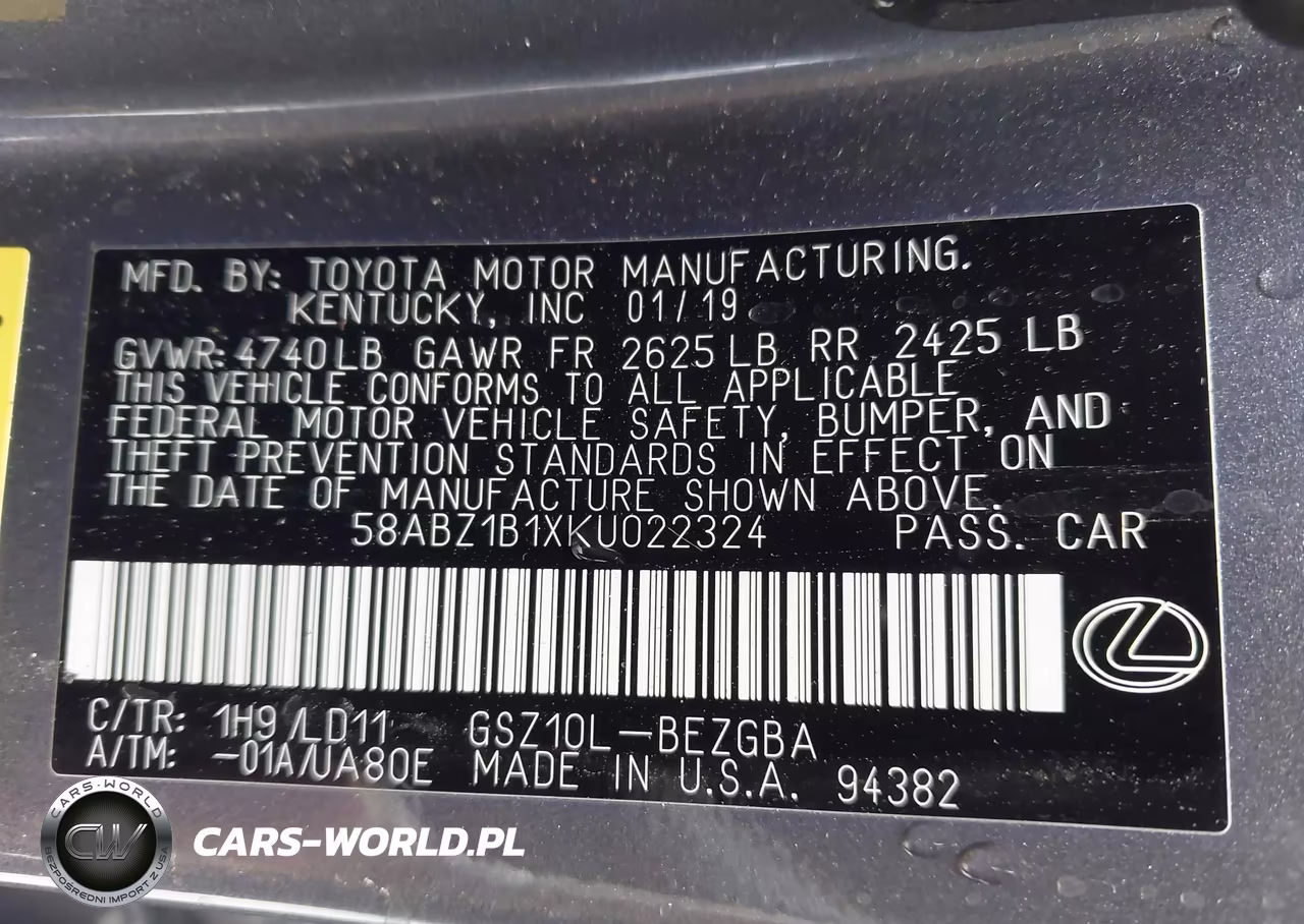 2019 Lexus Es 350 VIN:58ABZ1B1XKU022324 - 9