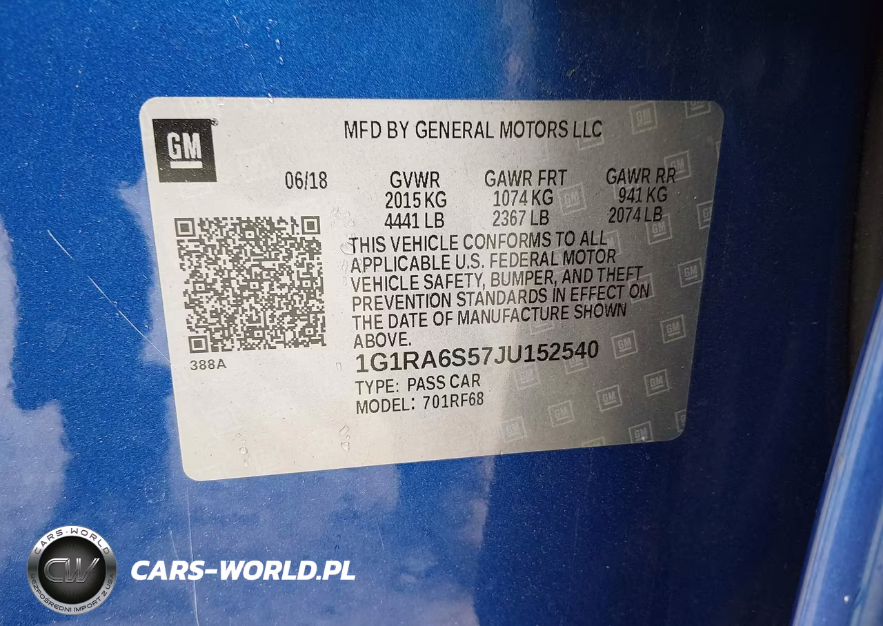 2018 Chevrolet Volt Lt VIN:1G1RA6S57JU152540 - 9