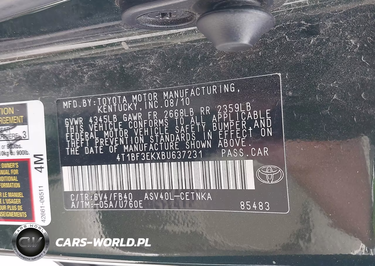 2011 Toyota Camry Le VIN:4T1BF3EKXBU637231 - 9