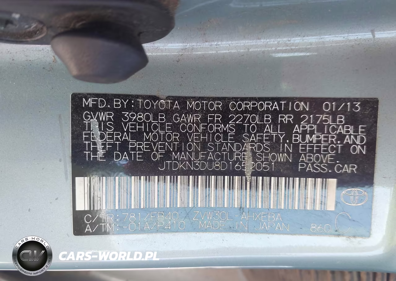 2013 Toyota Prius Two VIN:JTDKN3DU8D1652051 - 9