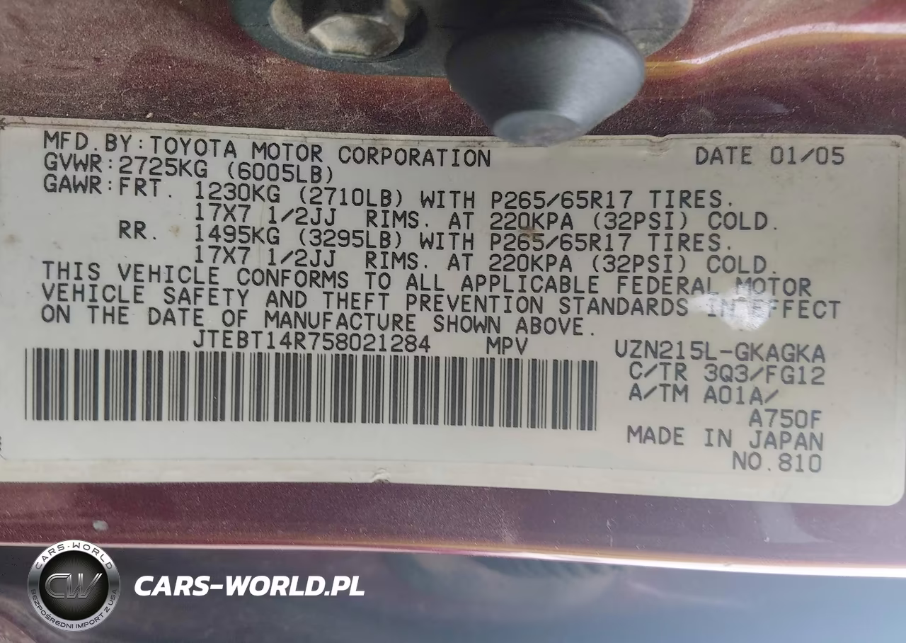 2005 Toyota 4Runner Sr5 V8 VIN:JTEBT14R758021284 - 9