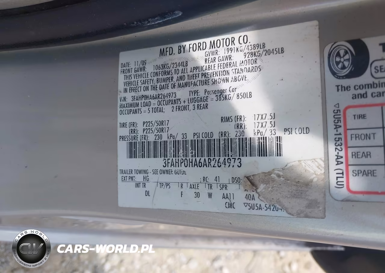 2010 Ford Fusion Se VIN:3FAHP0HA6AR264973 - 9
