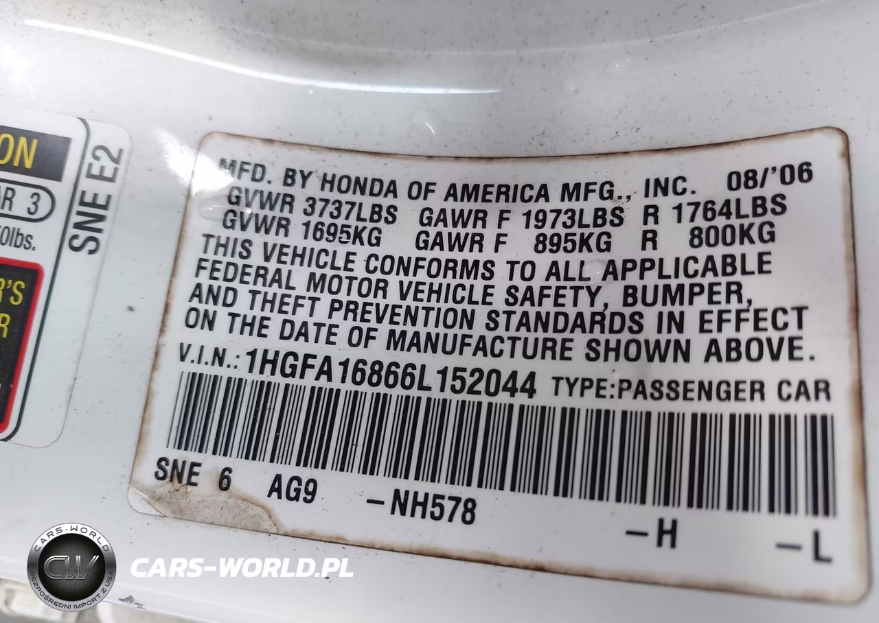 2006 Honda Civic Ex VIN:1HGFA16866L152044 - 9