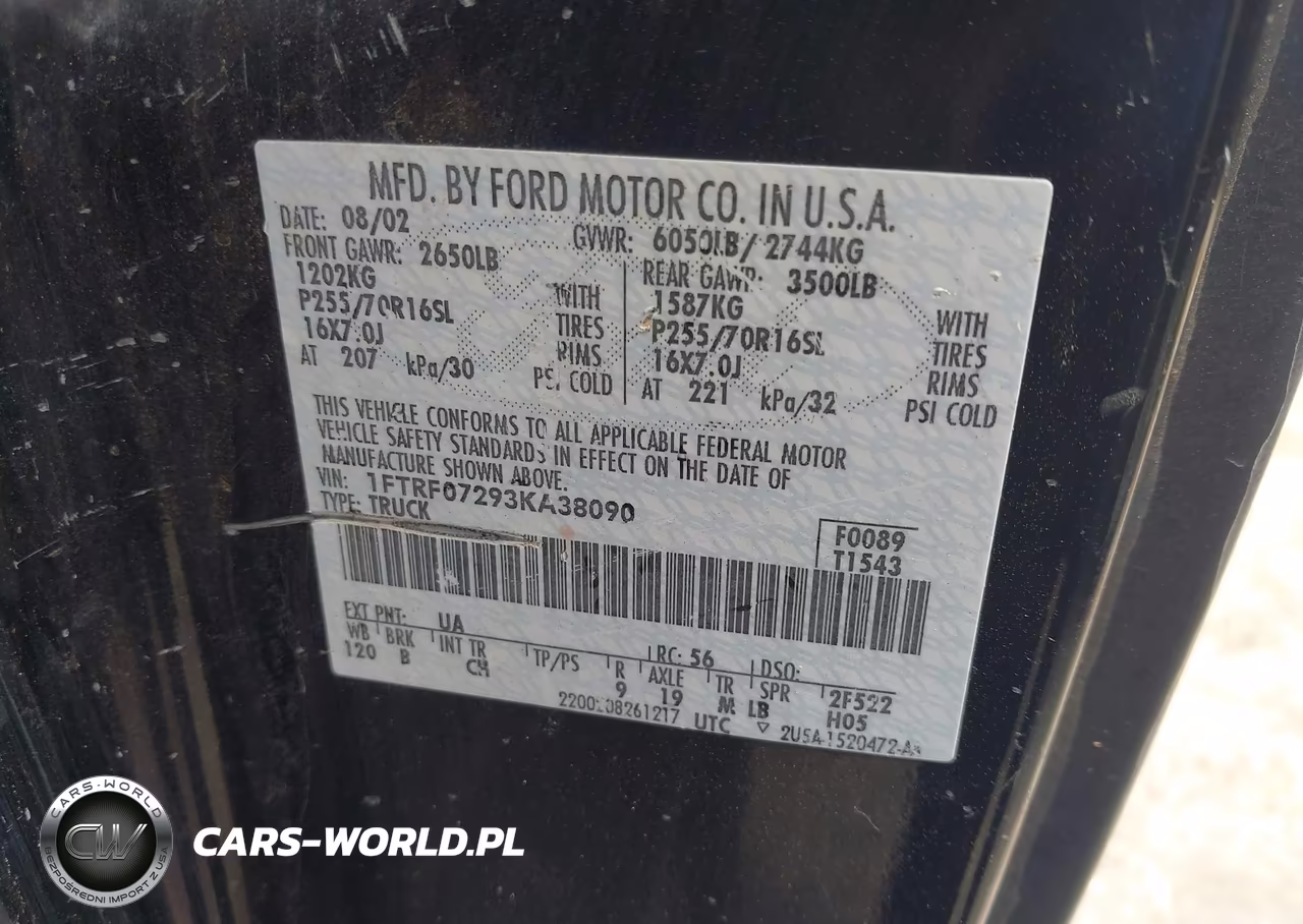 2003 Ford F-150 Xl-Xlt VIN:1FTRF07293KA38090 - 9