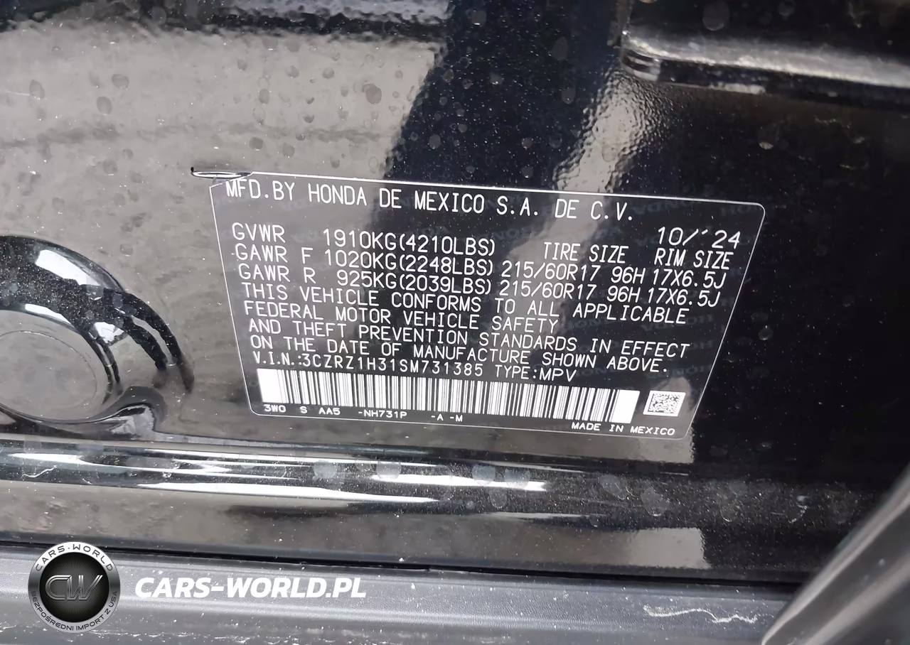 2025 Honda Hr-V 2Wd Lx VIN:3CZRZ1H31SM731385 - 9