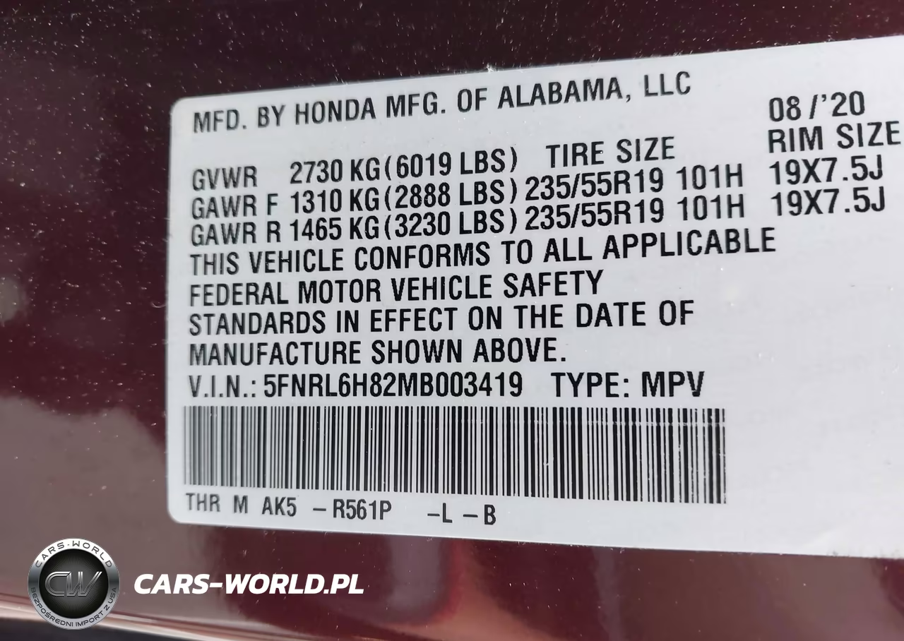2021 Honda Odyssey Touring VIN:5FNRL6H82MB003419 - 9