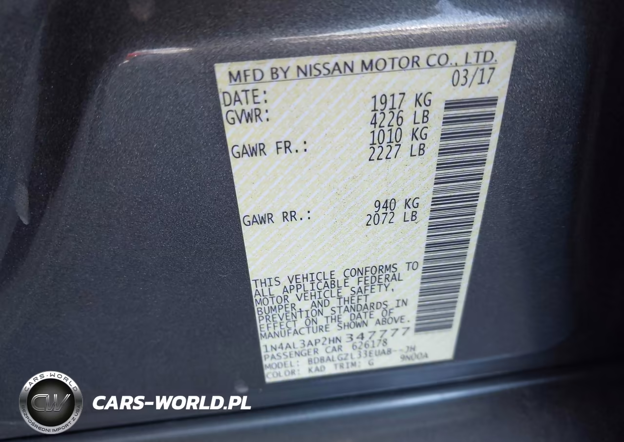 2017 Nissan Altima 2.5 S VIN:1N4AL3AP2HN347777 - 9