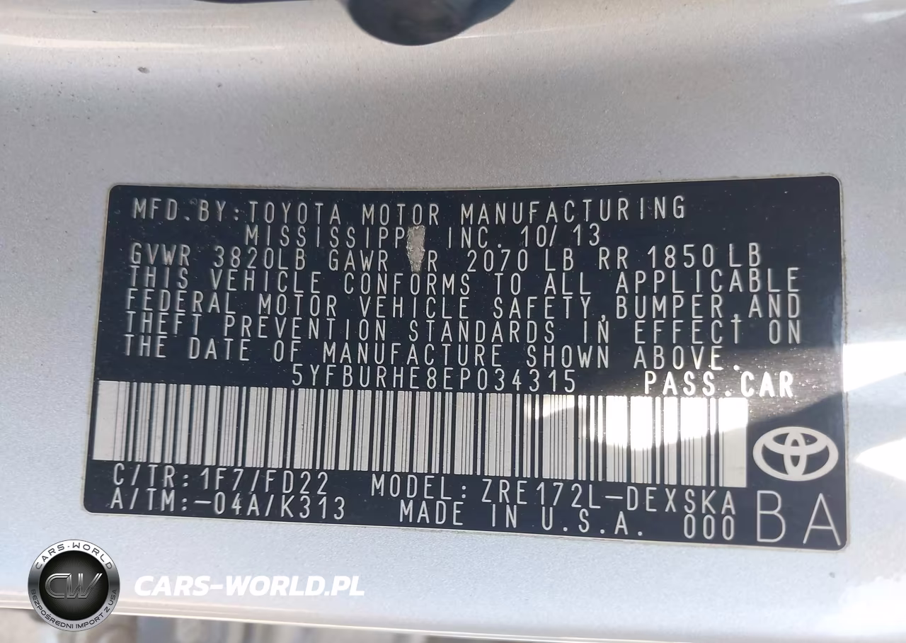 2014 Toyota Corolla S Plus VIN:5YFBURHE8EP034315 - 9