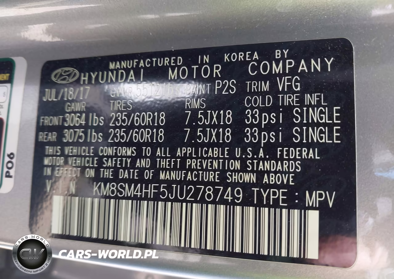 2018 Hyundai Santa Fe Se VIN:KM8SM4HF5JU278749 - 9