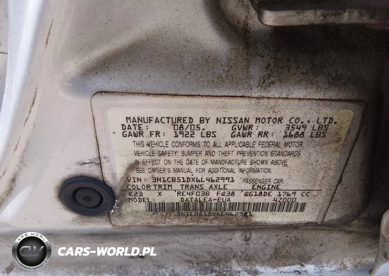 2006 Nissan Sentra 1.8S VIN:3N1CB51DX6L462991 - 9