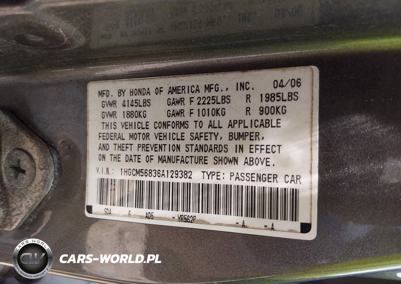 2006 Honda Accord 2.4 Ex VIN:1HGCM56836A129382 - 9