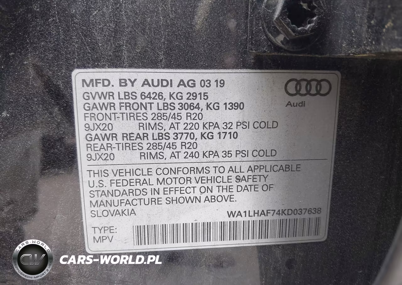 2019 Audi Q7 45 Premium VIN:WA1LHAF74KD037638 - 9