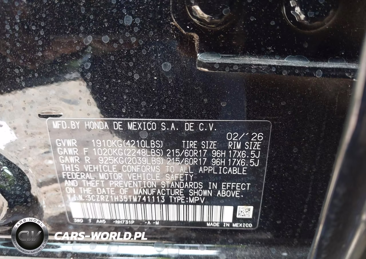 2026 Honda Hr-V 2Wd Lx VIN:3CZRZ1H35TM741113 - 9