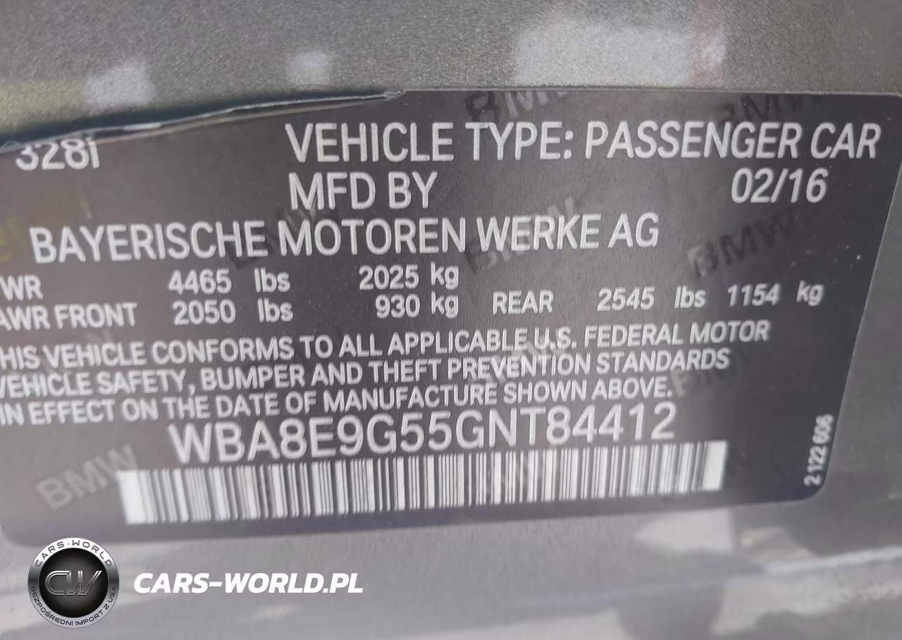 2016 BMW 328I VIN:WBA8E9G55GNT84412 - 9