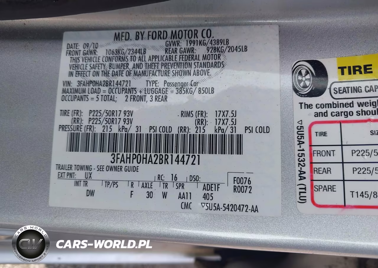 2011 Ford Fusion Se VIN:3FAHP0HA2BR144721 - 9