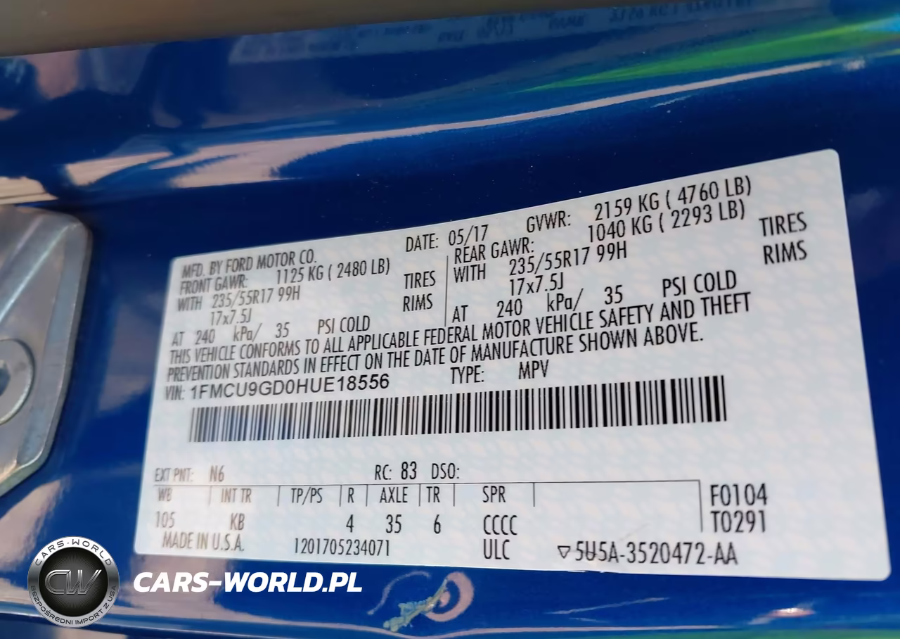 2017 Ford Escape Se VIN:1FMCU9GD0HUE18556 - 9