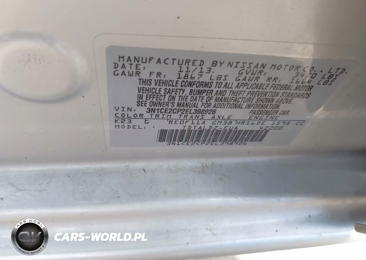 2014 Nissan Versa Note Sv VIN:3N1CE2CP2EL398926 - 9