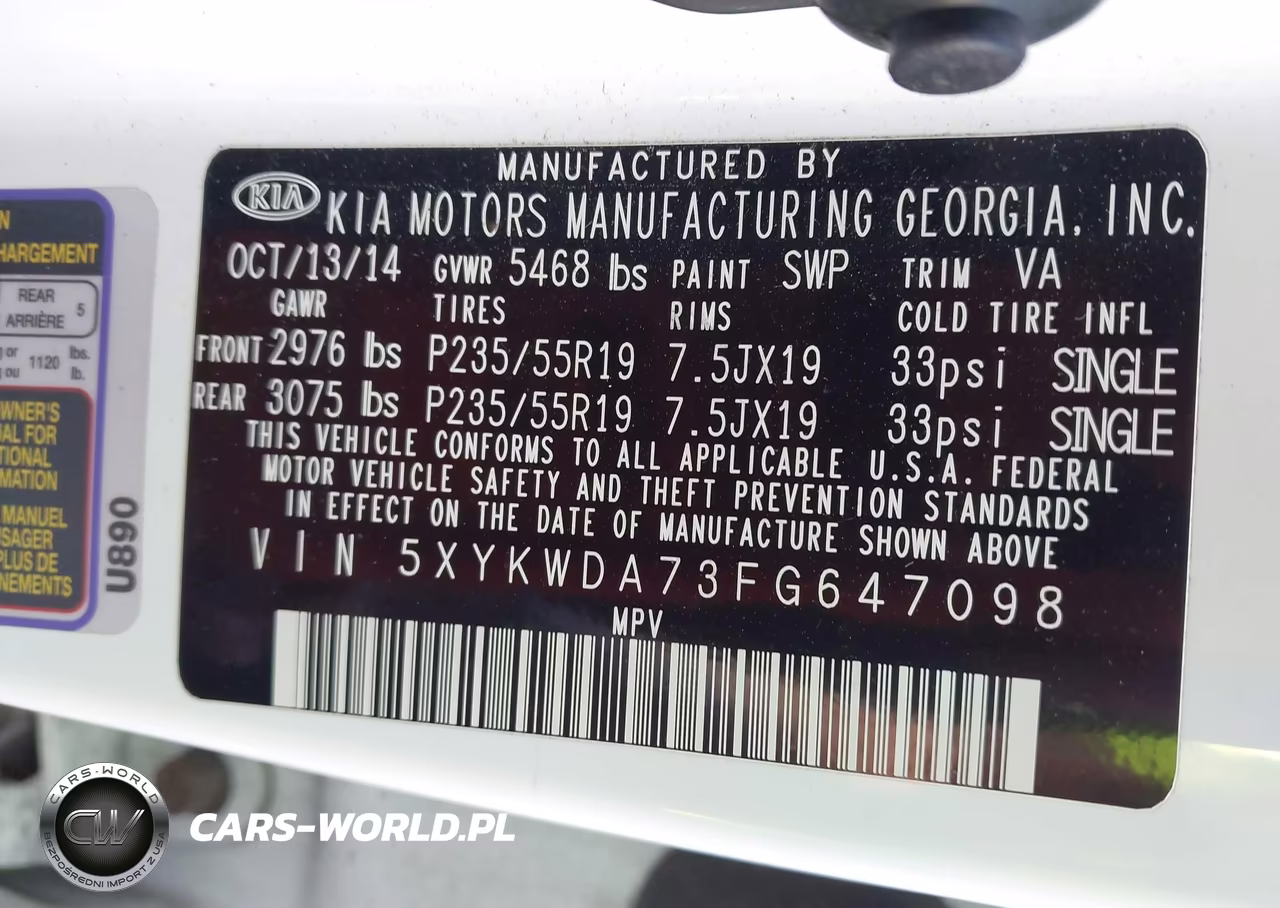 2015 Kia Sorento Sx V6 VIN:5XYKWDA73FG647098 - 9