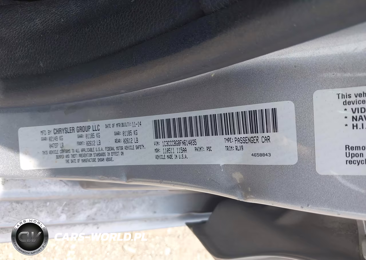 2015 Chrysler 200 S VIN:1C3CCCBG8FN614035 - 9