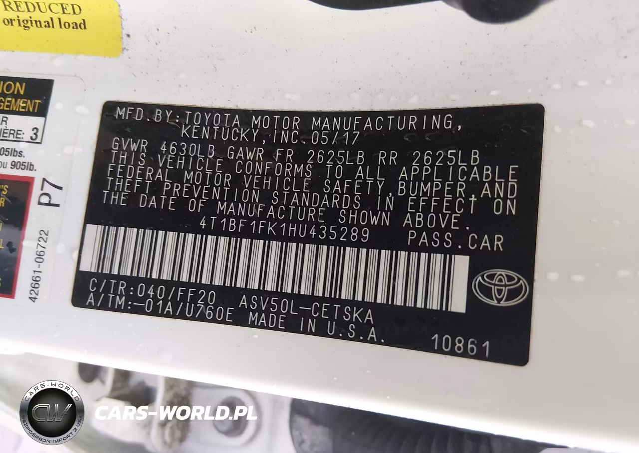 2017 Toyota Camry Se VIN:4T1BF1FK1HU435289 - 9