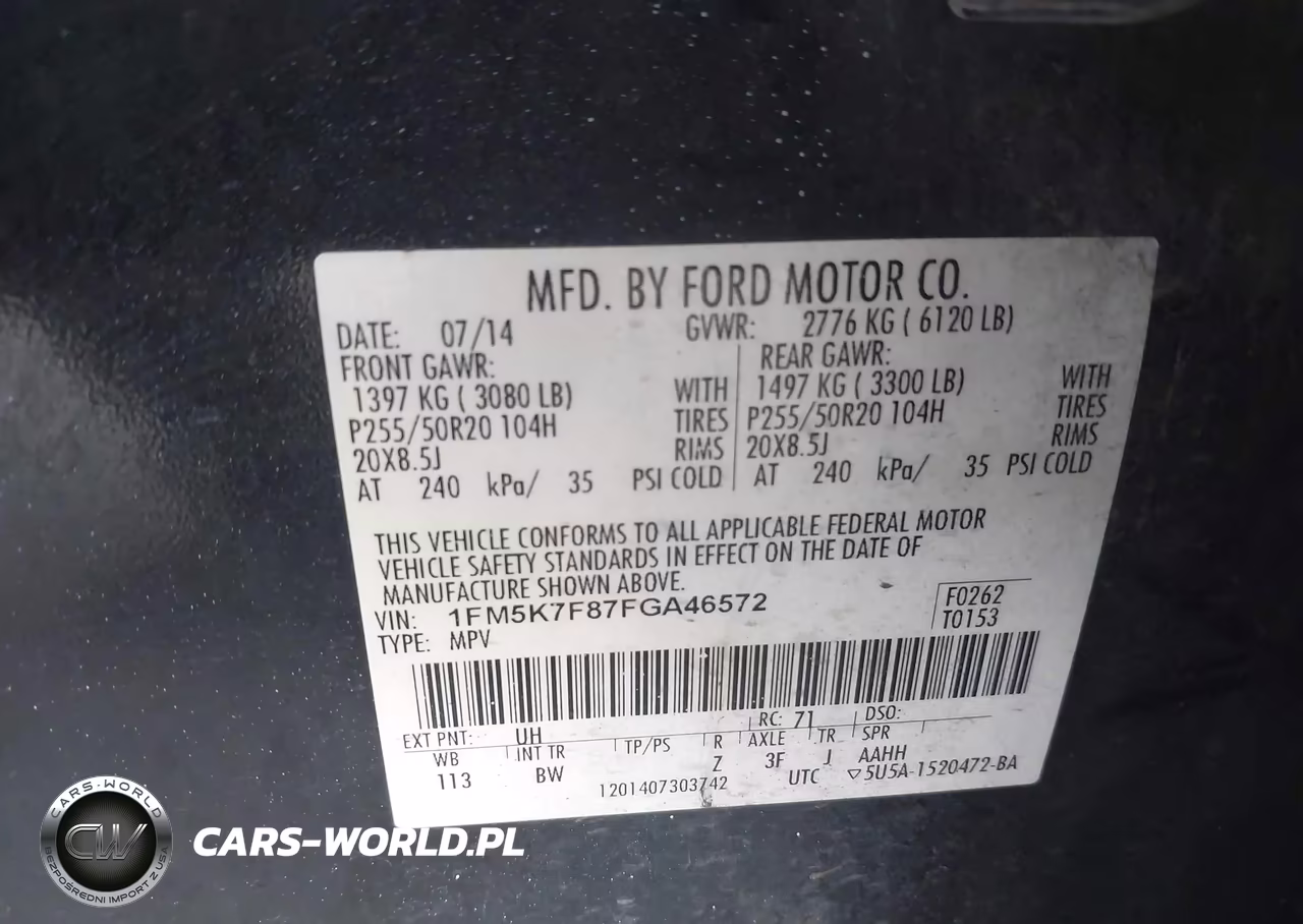 2015 Ford Explorer Limited VIN:1FM5K7F87FGA46572 - 9
