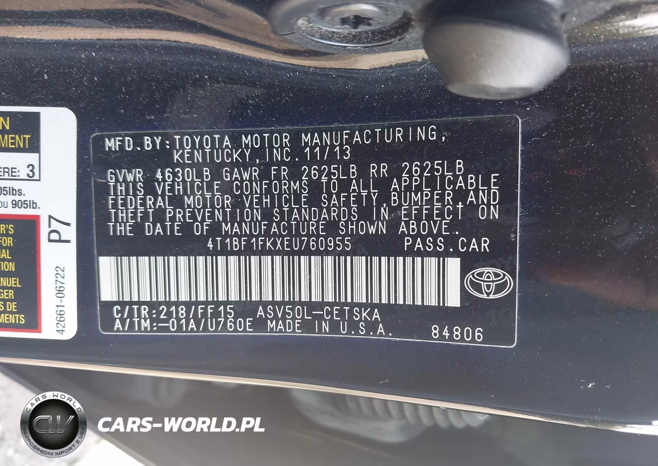 2014 Toyota Camry Se VIN:4T1BF1FKXEU760955 - 9