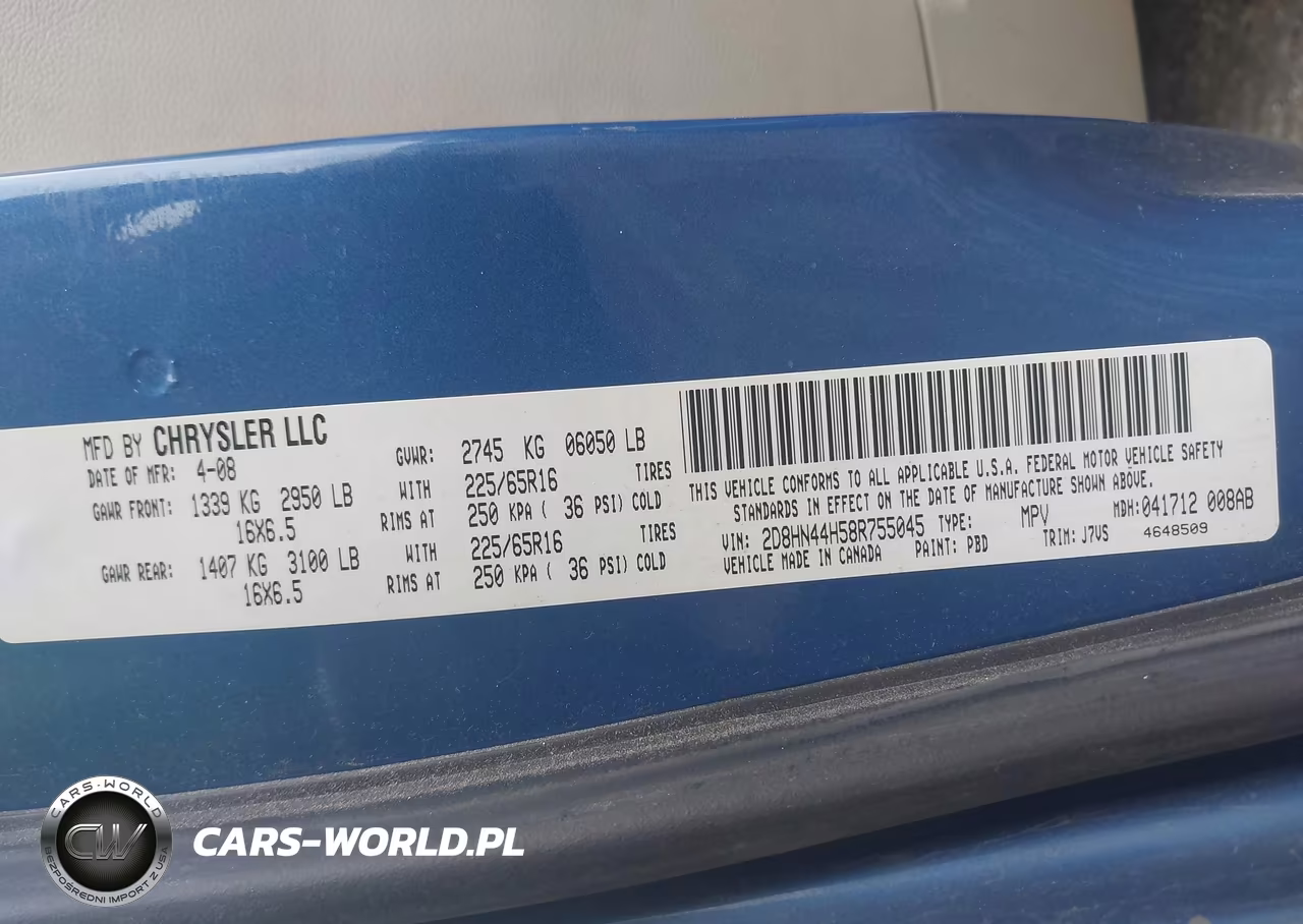 2008 Dodge Grand Caravan Se VIN:2D8HN44H58R755045 - 9