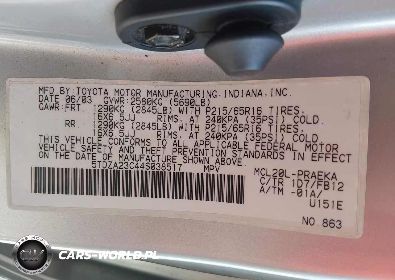 2004 Toyota Sienna Le VIN:5TDZA23C44S038517 - 9