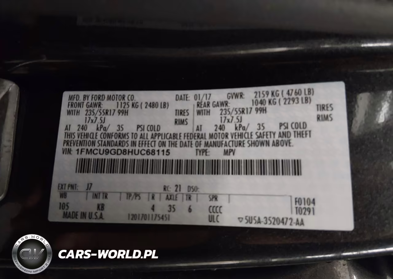 2017 Ford Escape Se VIN:1FMCU9GD8HUC68115 - 9