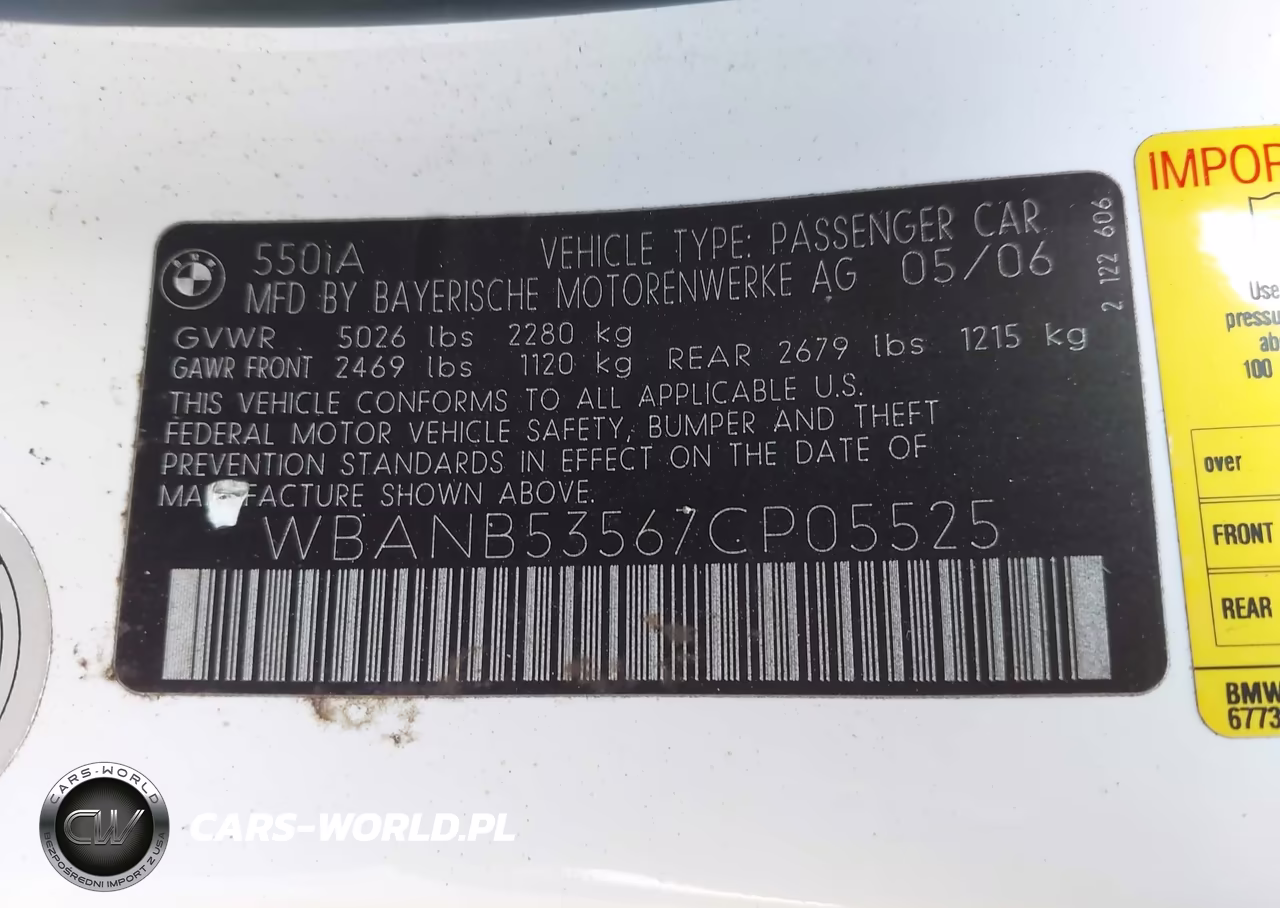 2007 BMW 550I VIN:WBANB53567CP05525 - 9