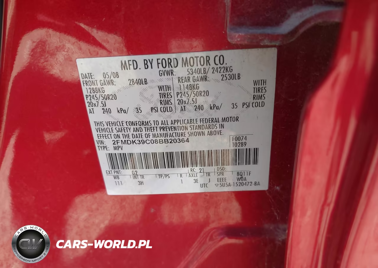 2008 Ford Edge Limited VIN:2FMDK39C08BB20364 - 9