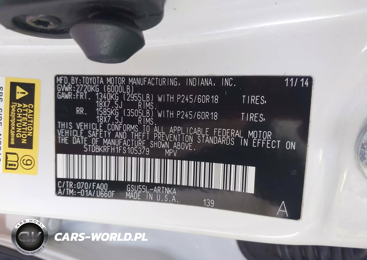 2015 Toyota Highlander Le Plus V6 VIN:5TDBKRFH1FS105379 - 9