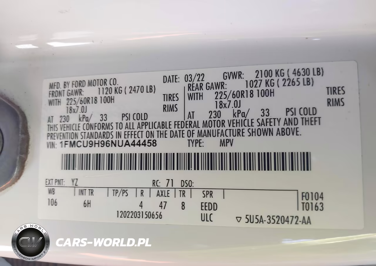 2022 Ford Escape Sel VIN:1FMCU9H96NUA44458 - 9