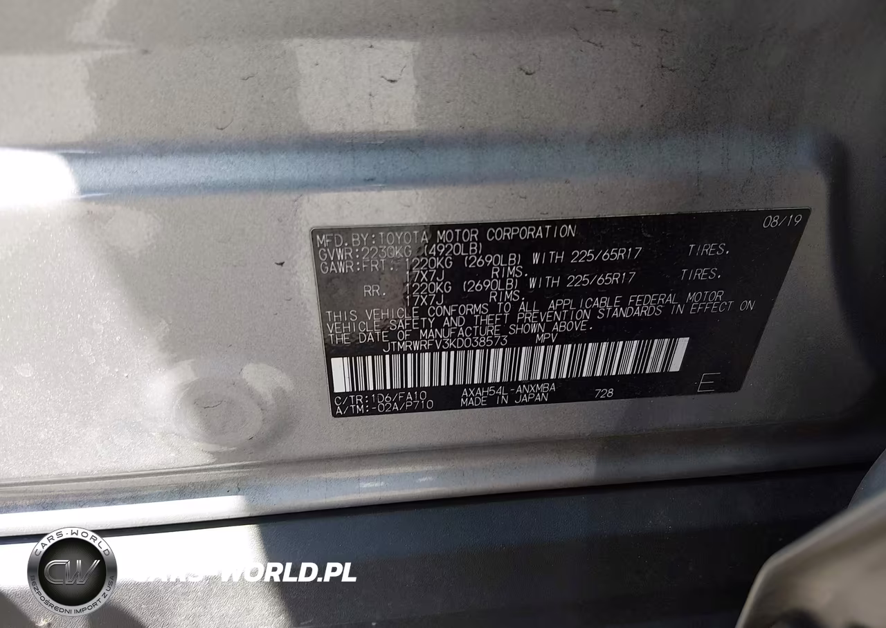 2019 Toyota Rav4 Hybrid Xle VIN:JTMRWRFV3KD038573 - 9