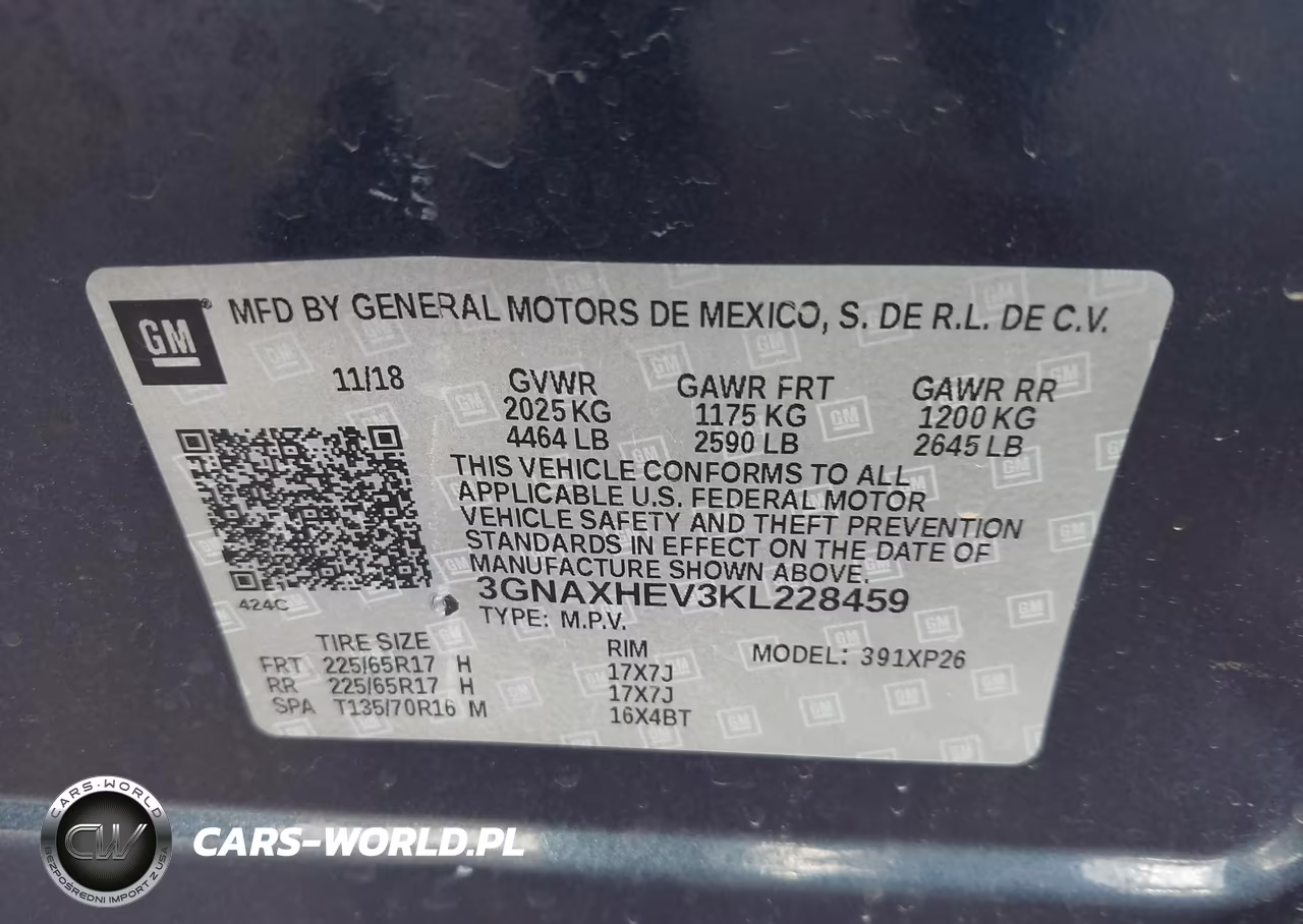 2019 Chevrolet Equinox Ls VIN:3GNAXHEV3KL228459 - 9