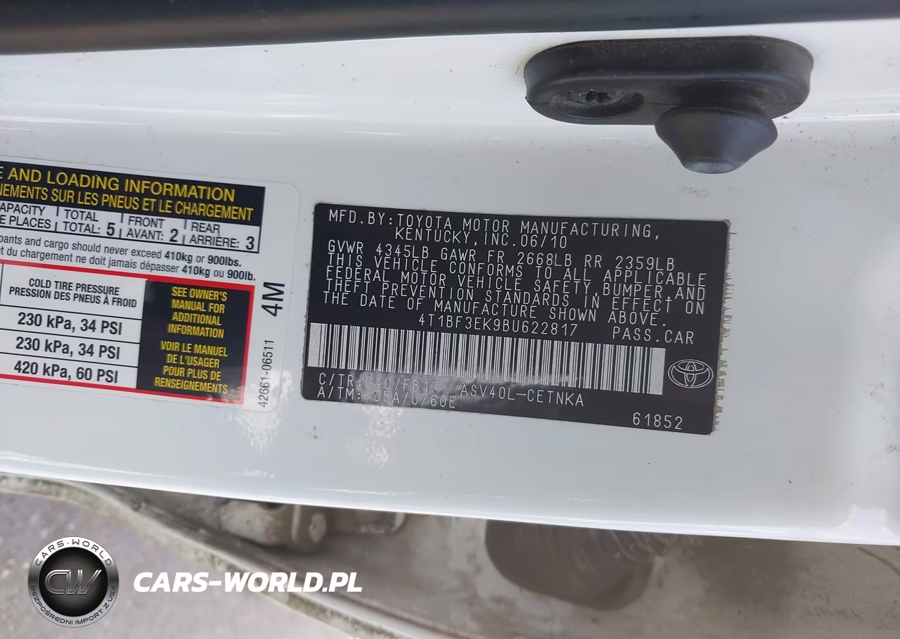 2011 Toyota Camry Le VIN:4T1BF3EK9BU622817 - 9