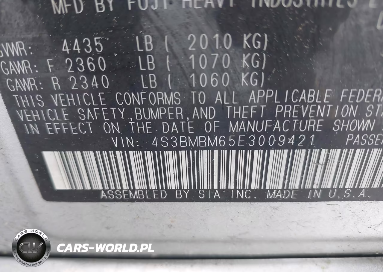 2014 Subaru Legacy 2.5I Limited VIN:4S3BMBM65E3009421 - 9