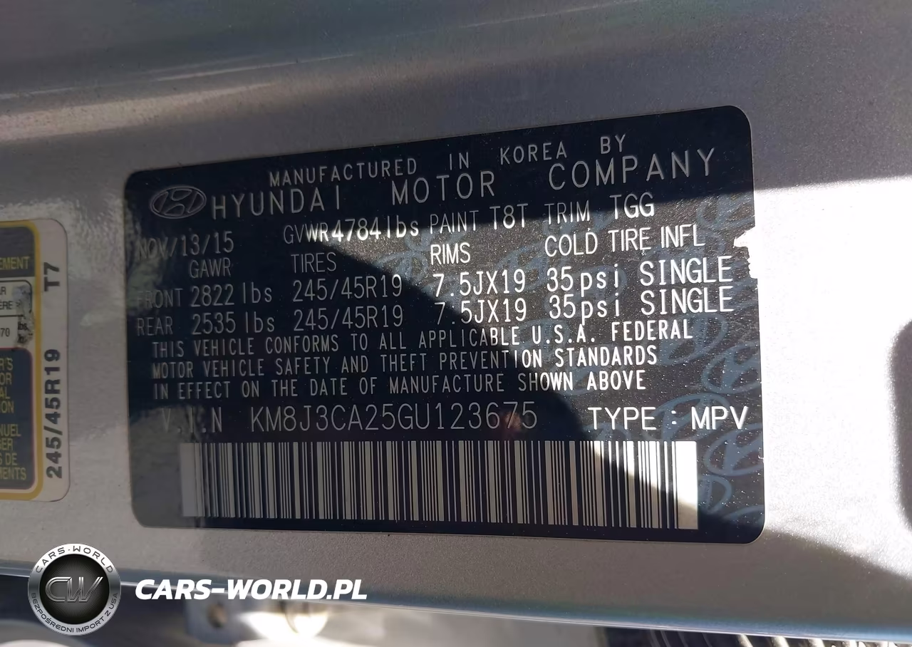 2016 Hyundai Tucson Sport VIN:KM8J3CA25GU123675 - 9