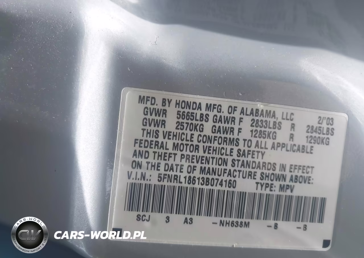 2003 Honda Odyssey Ex VIN:5FNRL18613B074160 - 9