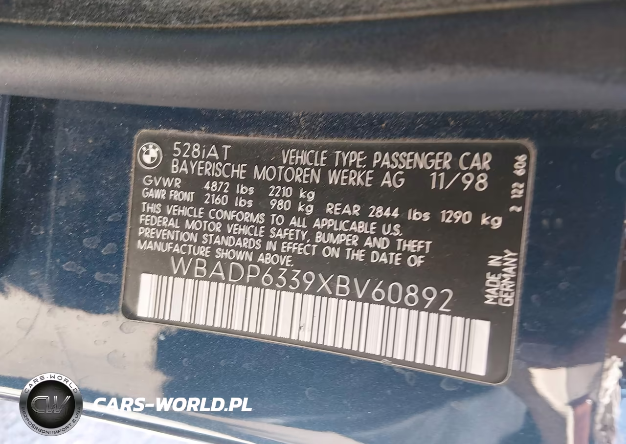 1999 BMW 528Ia Sport VIN:WBADP6339XBV60892 - 9