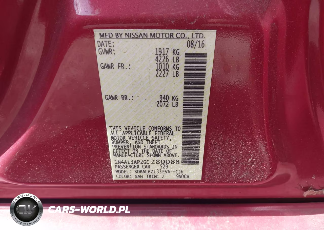 2016 Nissan Altima 2.5 Sr VIN:1N4AL3AP2GC280088 - 9