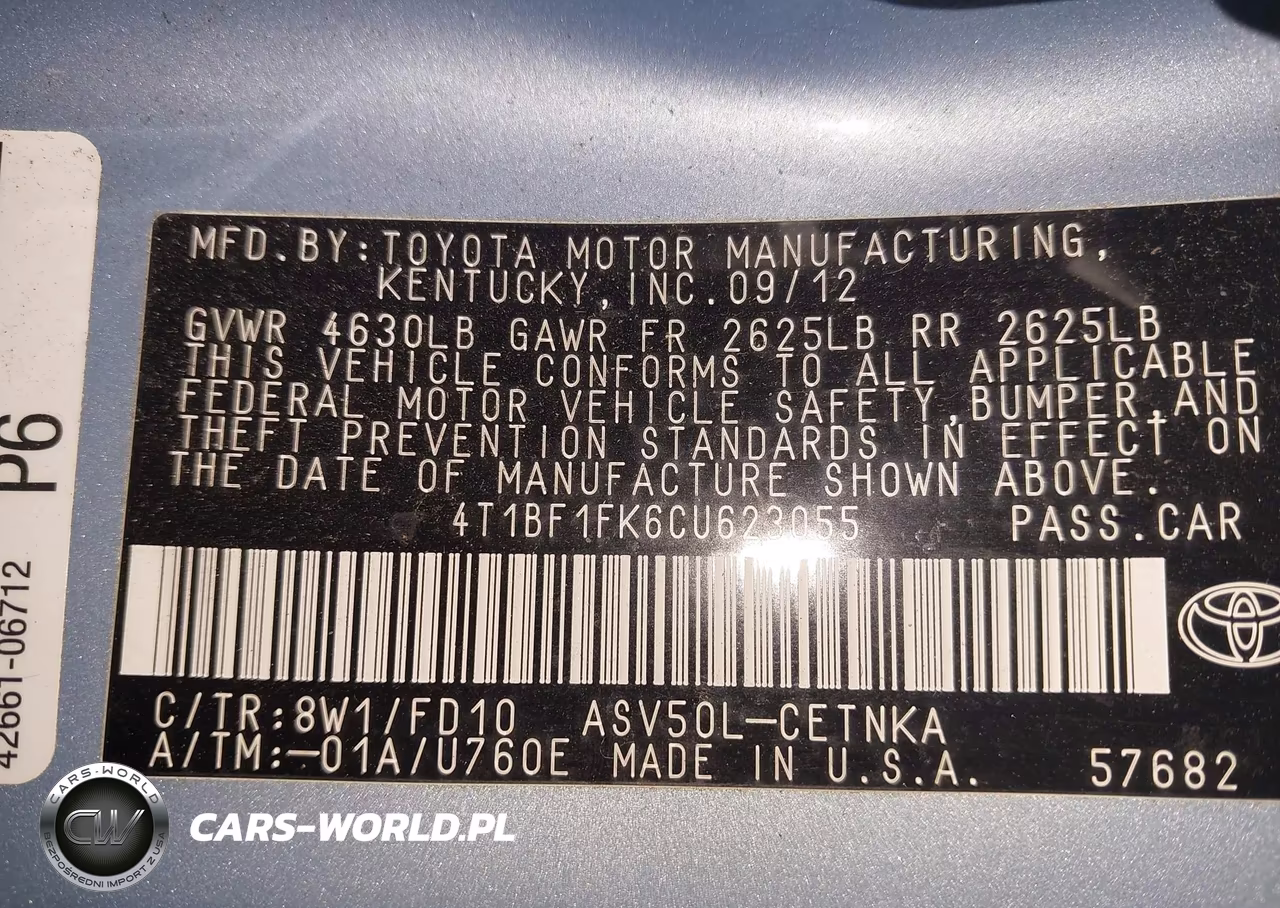 2012 Toyota Camry Le VIN:4T1BF1FK6CU623055 - 9