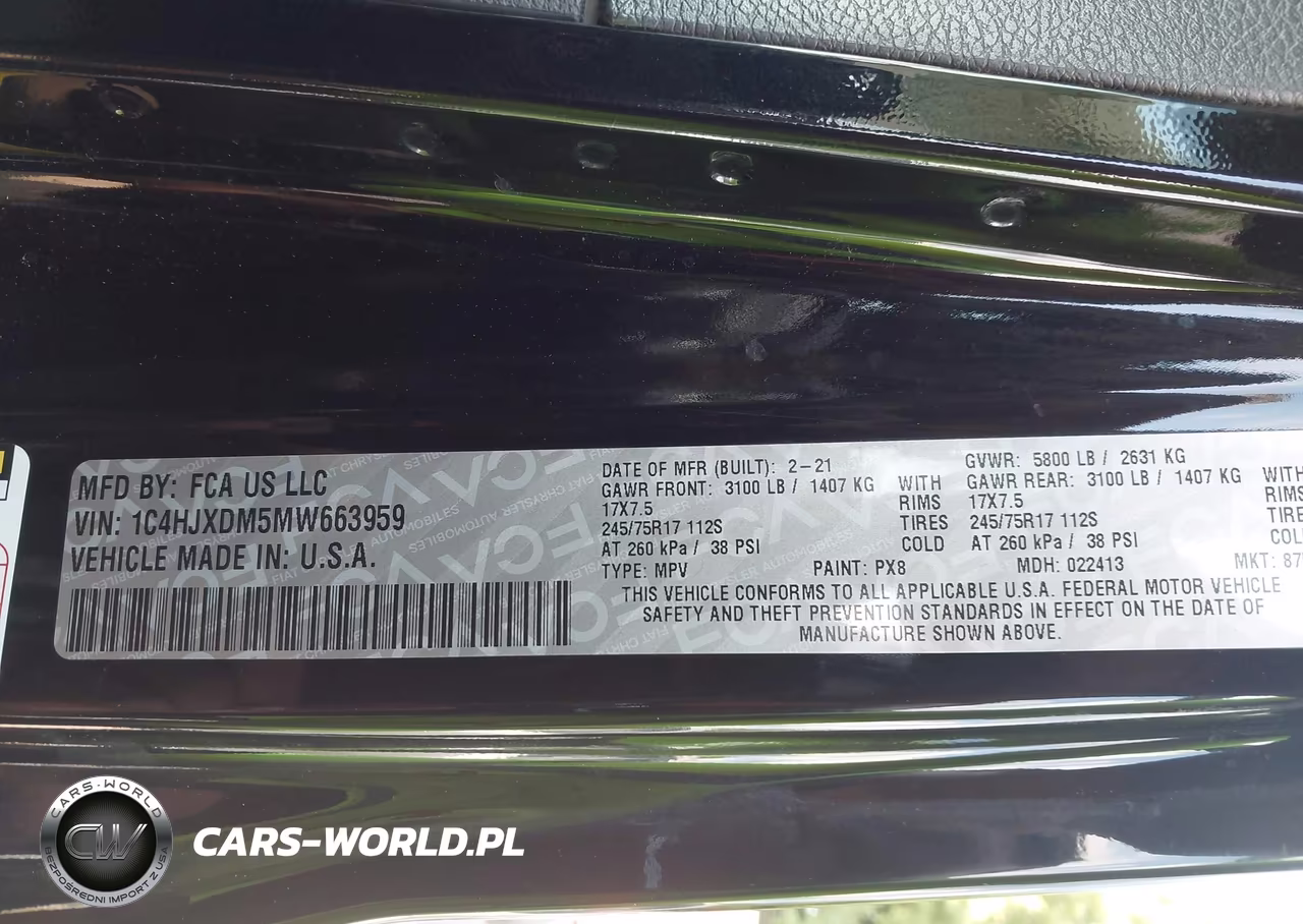 2021 Jeep Wrangler Unlimited Sport S 4X4 VIN:1C4HJXDM5MW663959 - 9